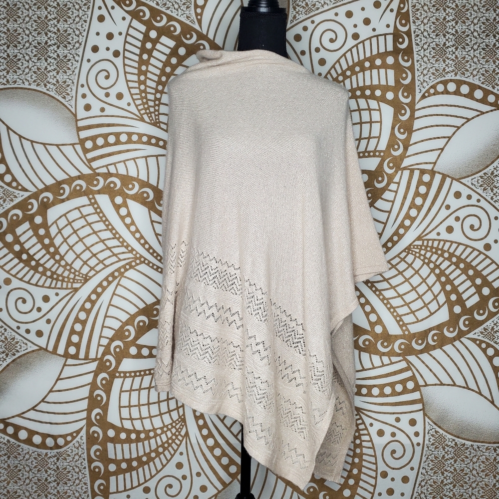 Gold Cashmere Pointelle Poncho
